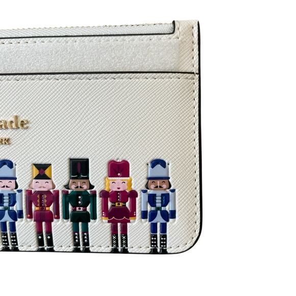 Kate Spade Oh What Fun Nutcracker Large Slim Card Holder Meringue NEW - Picture 14 of 14